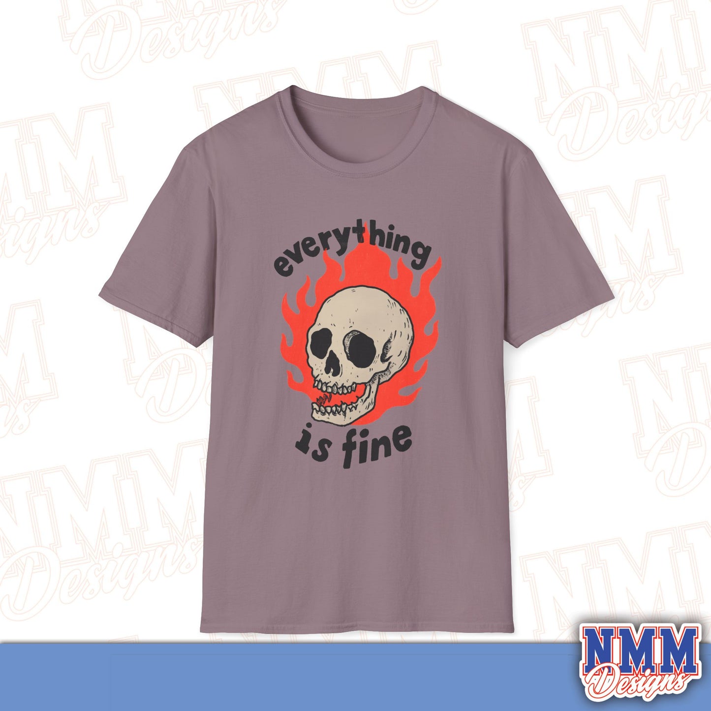 Everything is Fine Skull T-Shirt, Unisex Softstyle Tee, Casual Everyday Shirt, Gift for Skulls Lovers, Alternative Fashion Top