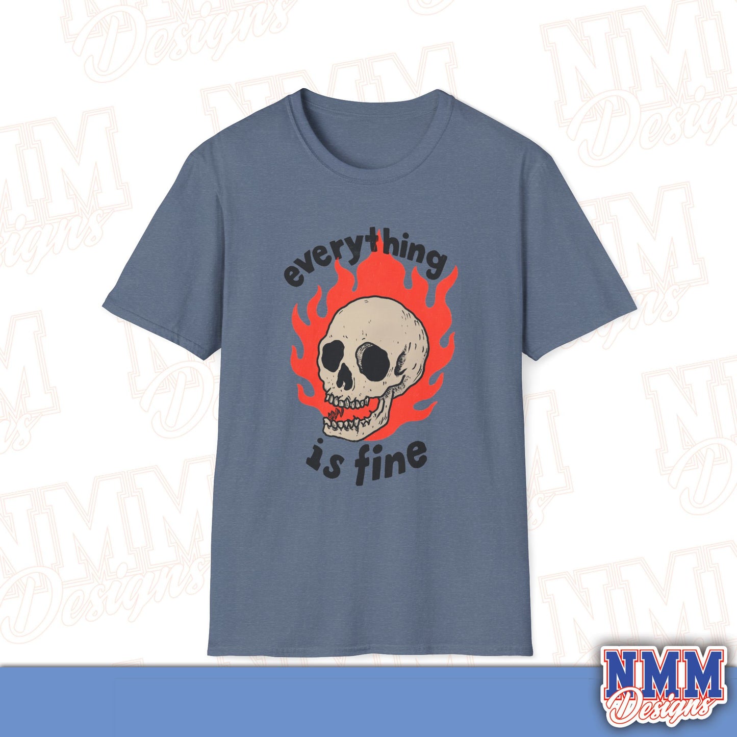 Everything is Fine Skull T-Shirt, Unisex Softstyle Tee, Casual Everyday Shirt, Gift for Skulls Lovers, Alternative Fashion Top