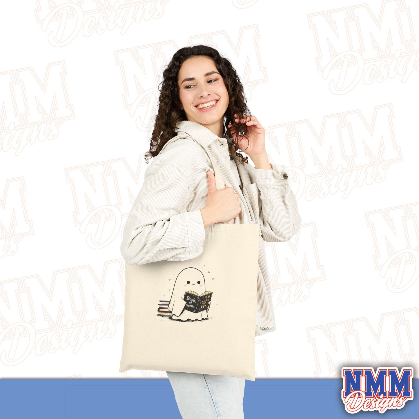 Ghost Canvas Tote Bag with Book of Spells