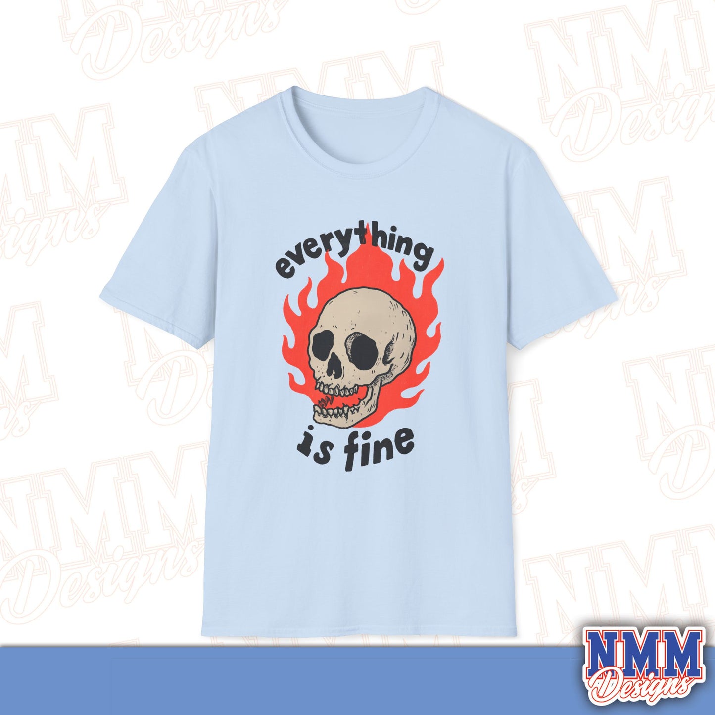 Everything is Fine Skull T-Shirt, Unisex Softstyle Tee, Casual Everyday Shirt, Gift for Skulls Lovers, Alternative Fashion Top