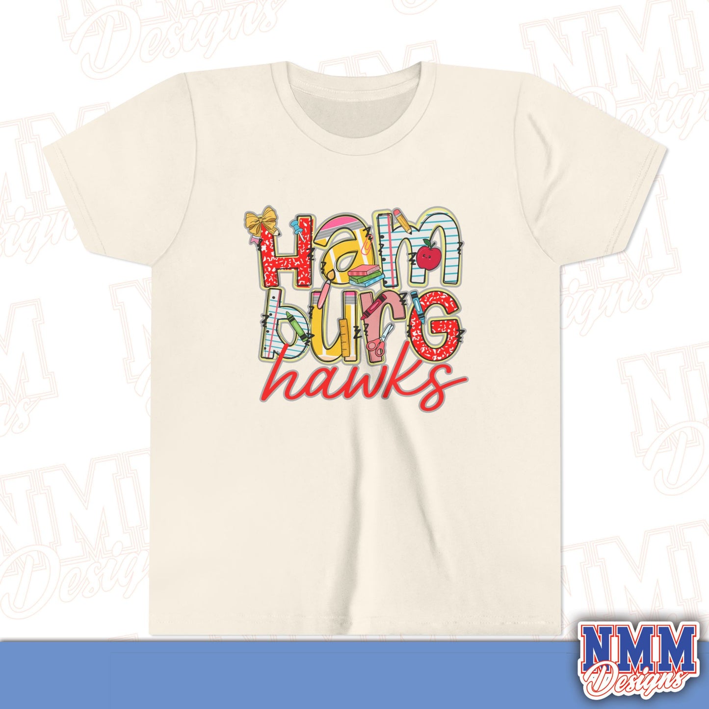 Hamburg Hawks Youth Shirt, Kids Sportswear,School Spirit Apparel, Back to School