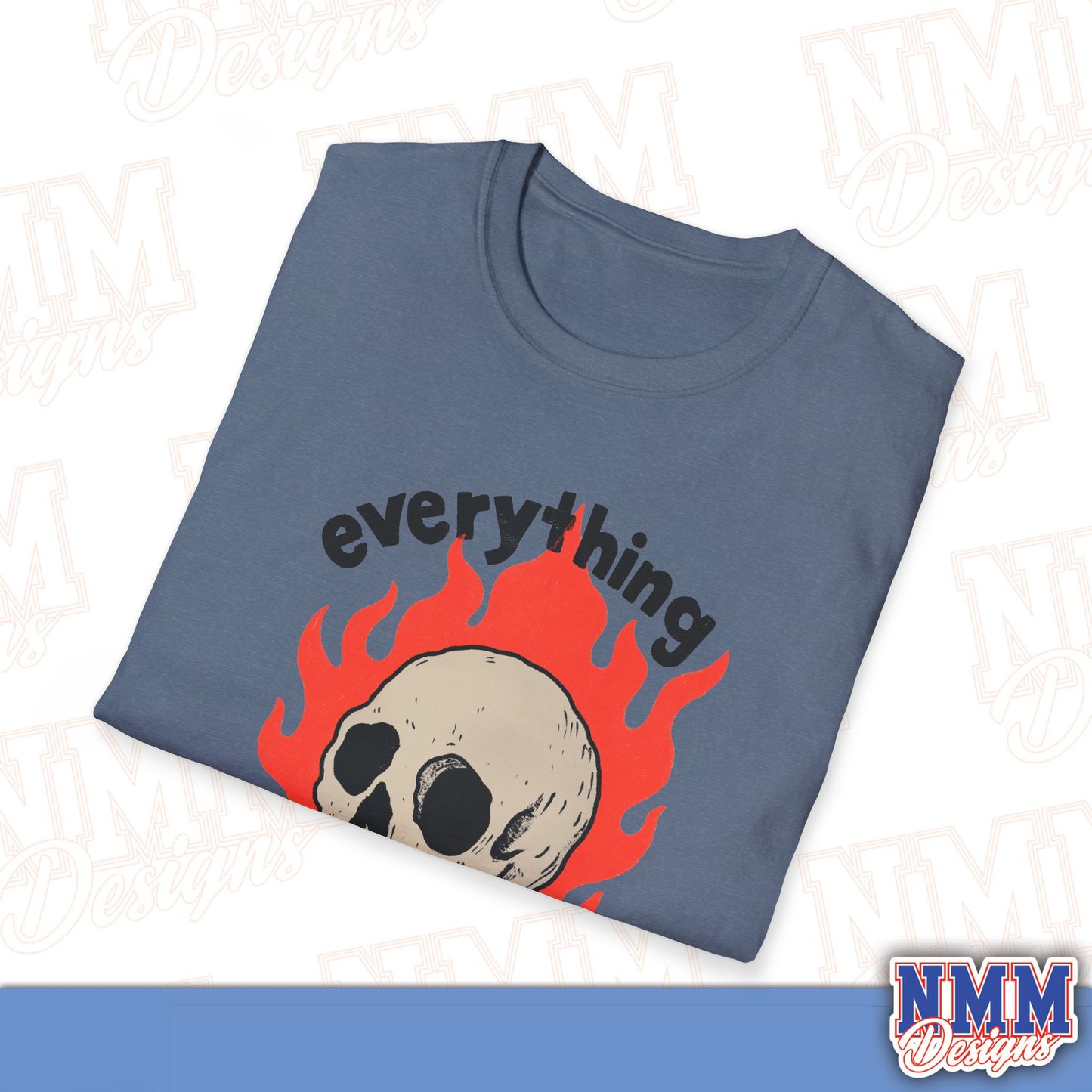 Everything is Fine Skull T-Shirt, Unisex Softstyle Tee, Casual Everyday Shirt, Gift for Skulls Lovers, Alternative Fashion Top