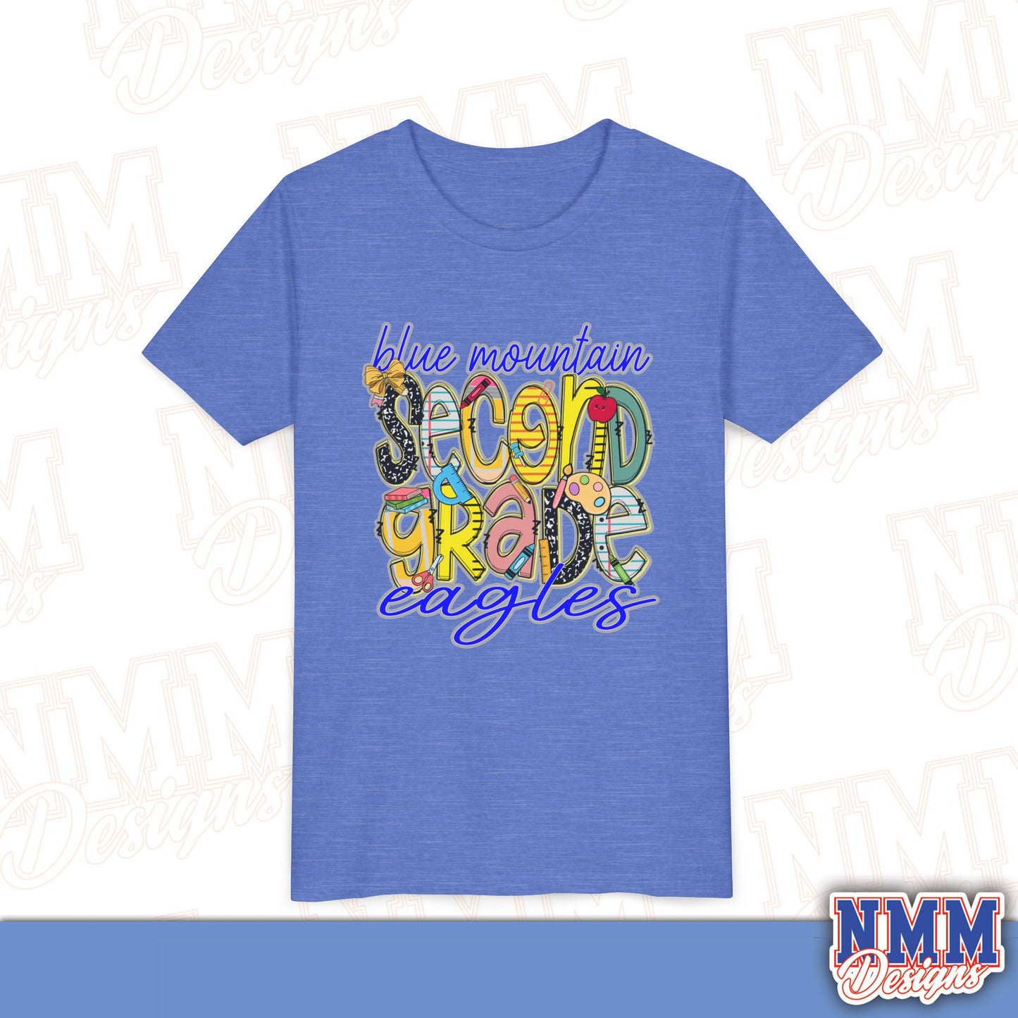 Blue Mountain Eagles Second Grade Youth Shirt, Kids Sportswear, School Spirit Apparel, Back to School