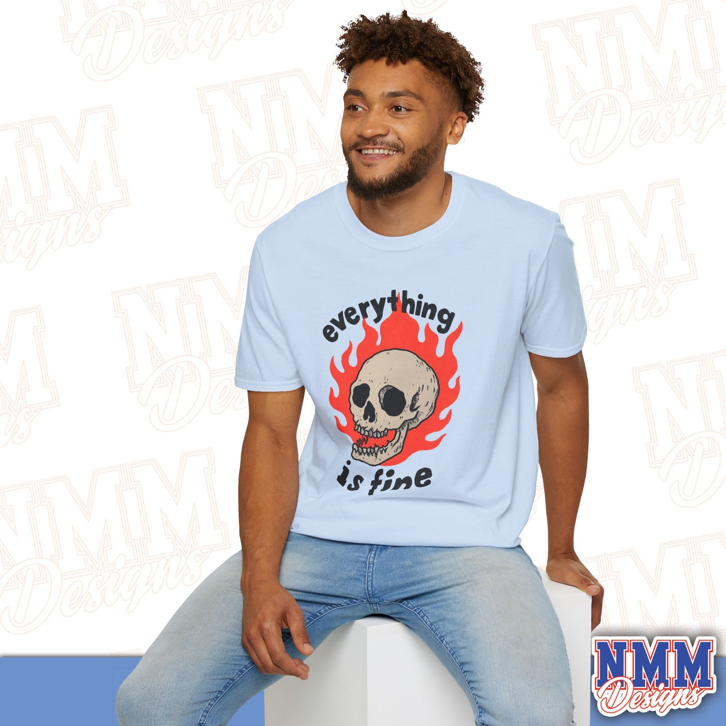 Everything is Fine Skull T-Shirt, Unisex Softstyle Tee, Casual Everyday Shirt, Gift for Skulls Lovers, Alternative Fashion Top